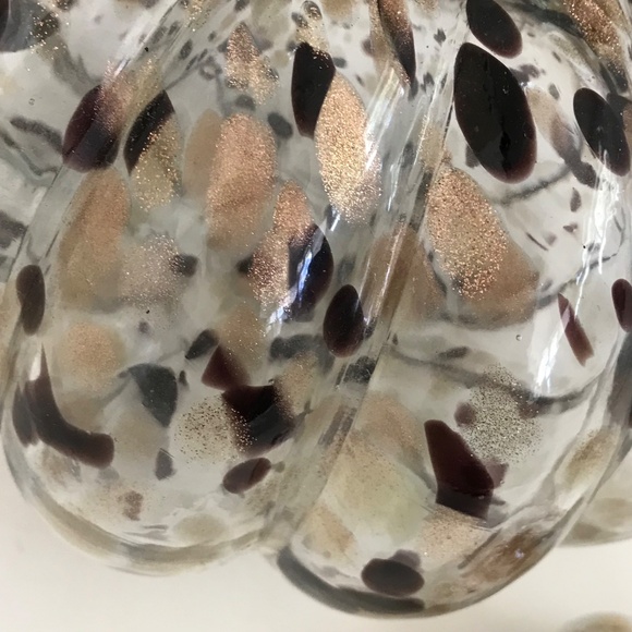 Glass Pumpkins Metallic Bronzy Gold Curly Stem Centerpiece Fall Thanksgiving - Picture 5 of 14